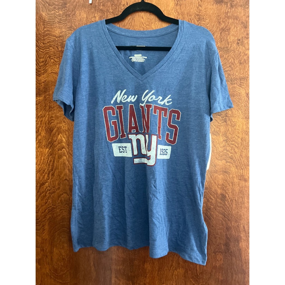 NEW NFL Team Apparel T-Shirt Womens XL Blue New York Giants V-Neck Short Sleeve
